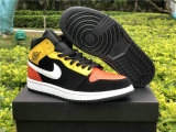 Authentic Air Jordan 1 Mid GS Black/Amarillo-White-Team Orange
