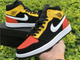 Authentic Air Jordan 1 Mid GS Black/Amarillo-White-Team Orange