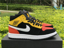 Authentic Air Jordan 1 Mid GS Black/Amarillo-White-Team Orange
