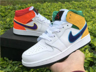Authentic Air Jordan 1 Mid GS White/Court Purple-Spirit Teal
