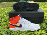 Authentic Air Jordan 1 Mid GS White/Court Purple-Spirit Teal