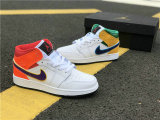 Authentic Air Jordan 1 Mid GS White/Court Purple-Spirit Teal
