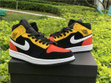 Authentic Air Jordan 1 Mid GS Black/Amarillo-White-Team Orange