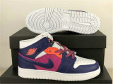 Authentic Air Jordan 1 Mid GS Fire Pink/Regency