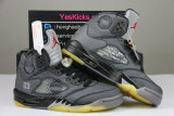 Authentic Off-White x Air Jordan 5 Black/Muslin-Fire Red
