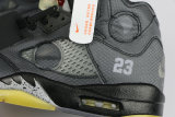 Authentic Off-White x Air Jordan 5 Black/Muslin-Fire Red