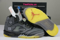 Authentic Off-White x Air Jordan 5 Black/Muslin-Fire Red