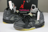 Authentic Off-White x Air Jordan 5 Black/Muslin-Fire Red