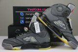 Authentic Off-White x Air Jordan 5 Black/Muslin-Fire Red