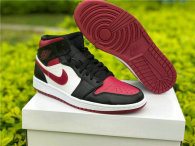 Authentic Air Jordan 1 Mid Black/Noble Red-White Noir