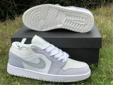 Authentic Ai Jordan 1 Low White/Sky Grey-Football Grey GS