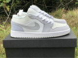 Authentic Ai Jordan 1 Low White/Sky Grey-Football Grey GS