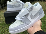 Authentic Ai Jordan 1 Low White/Sky Grey-Football Grey GS