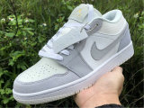 Authentic Ai Jordan 1 Low White/Sky Grey-Football Grey GS