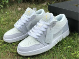 Authentic Ai Jordan 1 Low White/Sky Grey-Football Grey GS