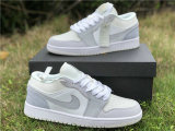 Authentic Ai Jordan 1 Low White/Sky Grey-Football Grey GS