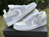 Authentic Ai Jordan 1 Low White/Sky Grey-Football Grey GS