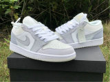 Authentic Ai Jordan 1 Low White/Sky Grey-Football Grey GS