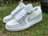 Authentic Ai Jordan 1 Low White/Sky Grey-Football Grey GS