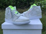 Authentic Air Jordan 1 Mid Vast Grey/Green GS