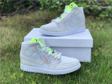 Authentic Air Jordan 1 Mid Vast Grey/Green GS