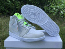 Authentic Air Jordan 1 Mid Vast Grey/Green GS