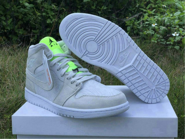 Authentic Air Jordan 1 Mid Vast Grey/Green GS