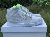 Authentic Air Jordan 1 Mid Vast Grey/Green GS