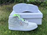 Authentic Air Jordan 1 Mid Vast Grey/Green GS