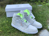 Authentic Air Jordan 1 Mid Vast Grey/Green GS