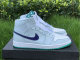 Authentic Air Jordan 1 Mid White/Green-Purple-Blanc GS