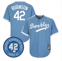 Brooklyn Dodgers Jackie Robinson #42 Light Blue Cool Base Cooperstown Coolection Player Jersey Brooklyn Dodgers Jackie Robinson #42 Light Blue Cool Base Cooperstown Coolection Player Jersey