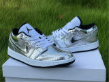 Authentic Air Jordan 1 Low Silver