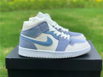 Authentic Air Jordan 1 Mid Bone/Light Grey/Blue Authentic Air Jordan 1 Mid Bone/Light Grey/Blue