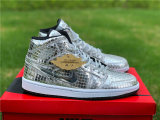 Authentic Air Jordan 1 Mid Silver