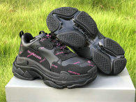 Balenciaga Triple-S Tissu Doub/Nubuc Letter Black Pink