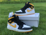 Authentic Air Jordan 1 Mid Black/White/Yellow GS