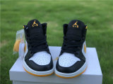 Authentic Air Jordan 1 Mid Black/White/Yellow GS