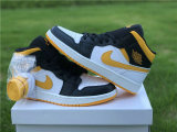 Authentic Air Jordan 1 Mid Black/White/Yellow GS