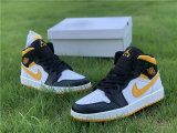 Authentic Air Jordan 1 Mid Black/White/Yellow GS