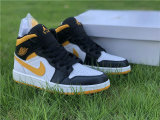 Authentic Air Jordan 1 Mid Black/White/Yellow GS