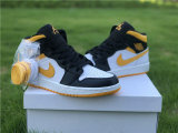 Authentic Air Jordan 1 Mid Black/White/Yellow GS