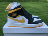 Authentic Air Jordan 1 Mid Black/White/Yellow GS