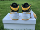 Authentic Air Jordan 1 Mid Black/White/Yellow GS