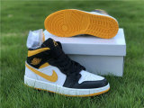 Authentic Air Jordan 1 Mid Black/White/Yellow GS