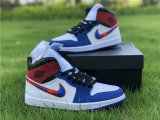 Authentic Air Jordan 1 Mid Red/White/Blue