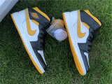 Authentic Air Jordan 1 Mid Black/White/Yellow GS