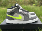 Authentic Air Jordan 1 Mid Gunsmoke/VOLT-NEUTRAL GREY GS