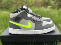 Authentic Air Jordan 1 Mid Gunsmoke/VOLT-NEUTRAL GREY