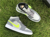 Authentic Air Jordan 1 Mid Gunsmoke/VOLT-NEUTRAL GREY GS
